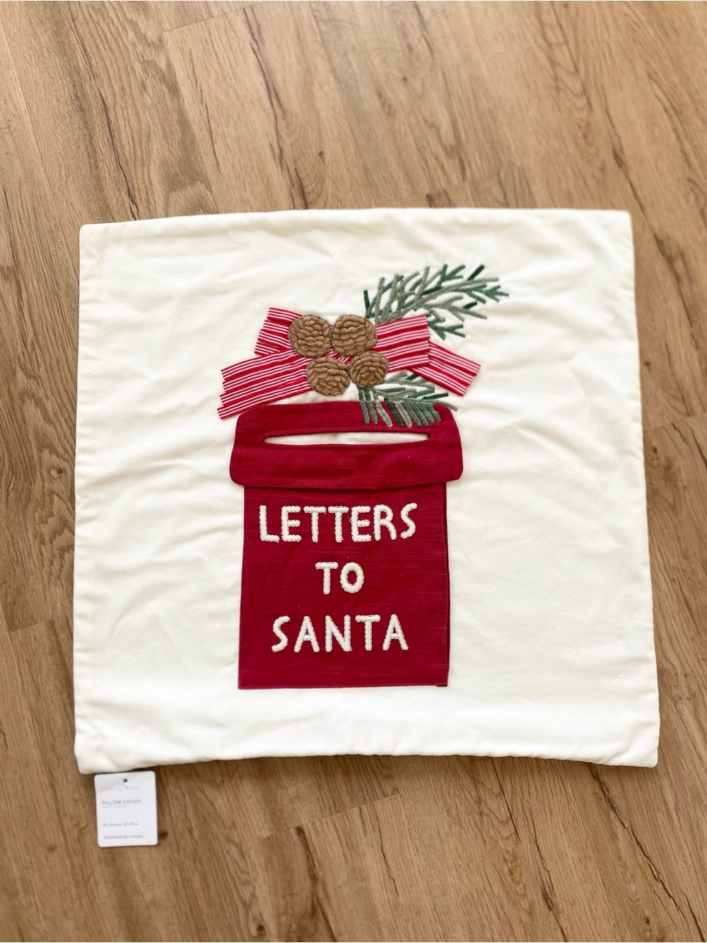 Pottery Barn Christmas Pillow Cover 'Letters to Santa' Mailbox NEW